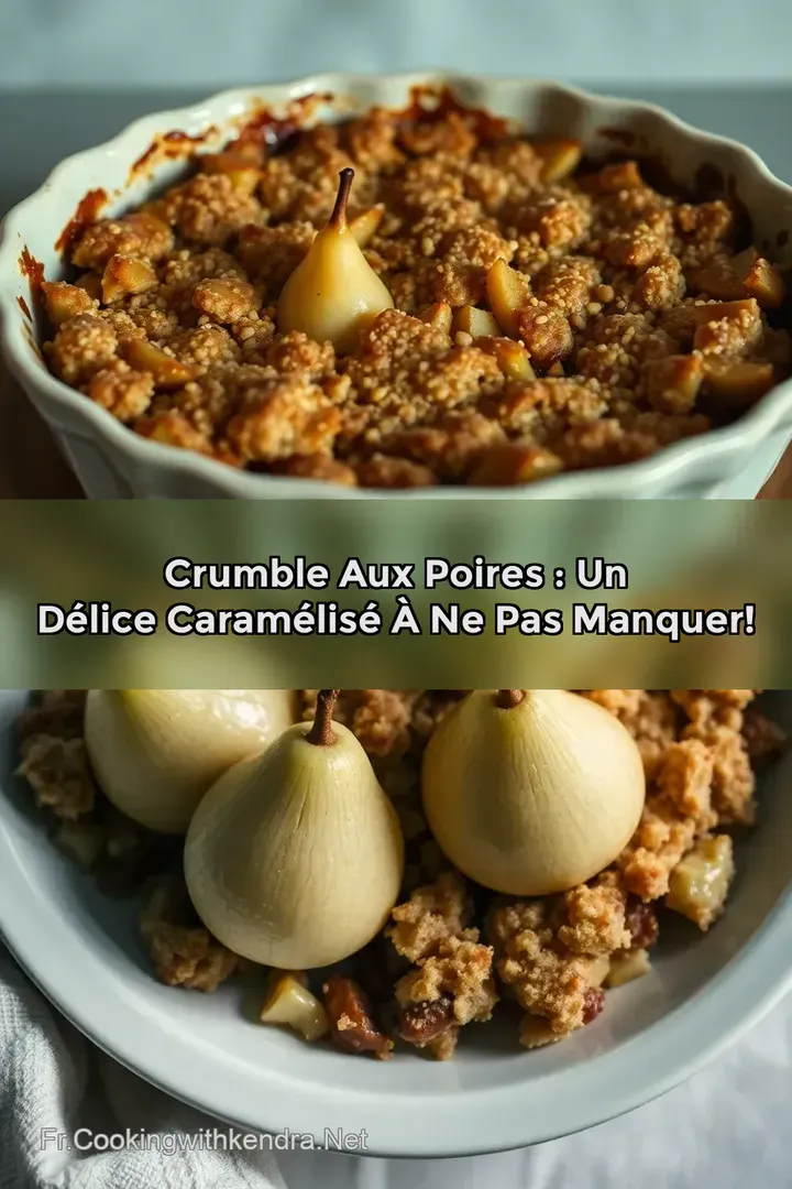 Crumble aux Poires : Un D&eacute;lice Caram&eacute;lis&eacute; &agrave; Ne Pas Manquer!