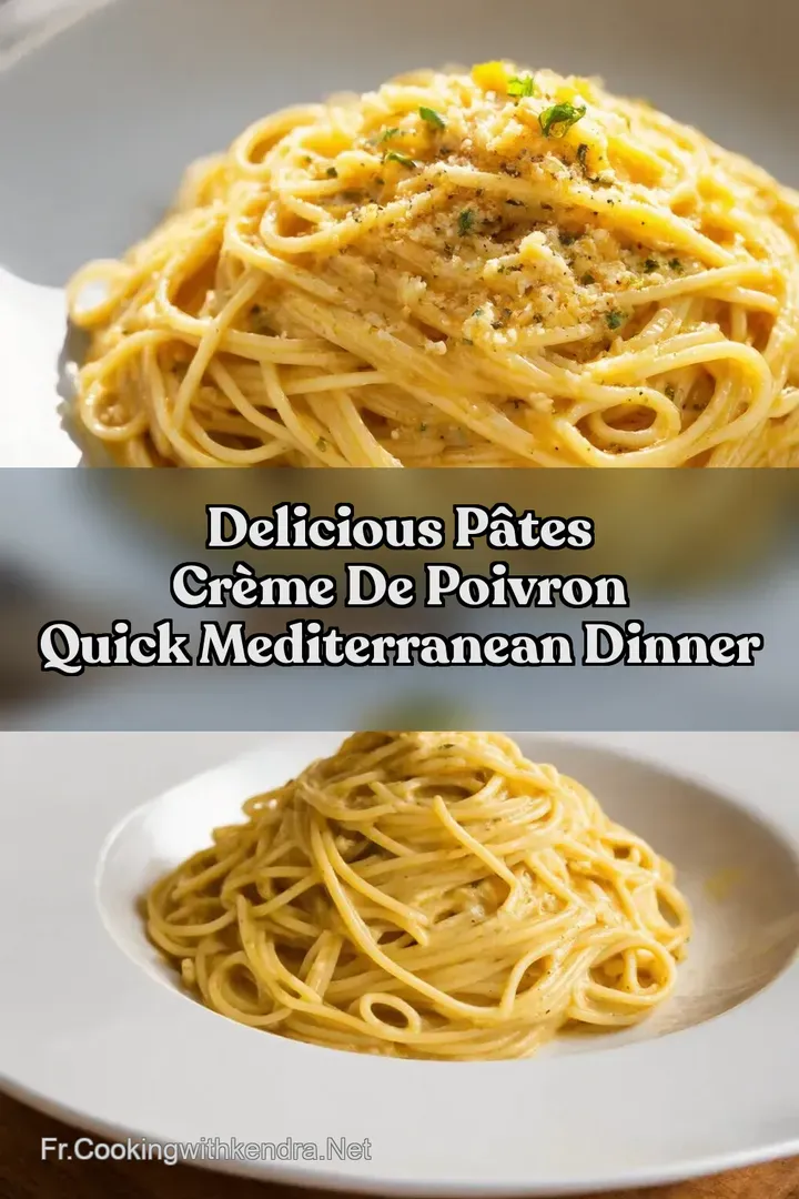 Delicious P&acirc;tes Cr&egrave;me de Poivron Quick Mediterranean Dinner