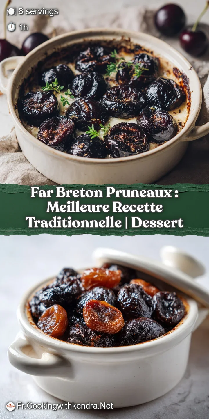 Close-up of a moist Far Breton studded with prunes. Hints of caramelized edges peek through, promising a sweet, decadent b...