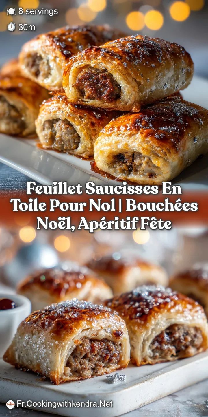 A close-up shot of the sausage pastry reveals the crisp, buttery layers and juicy filling, hinting at a savory and delight...