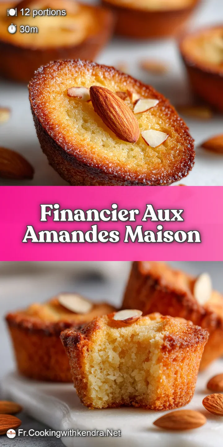 Up-close shot of a warm, moist almond financier, revealing its porous crumb and rich, golden hue, evoking the smell of but...