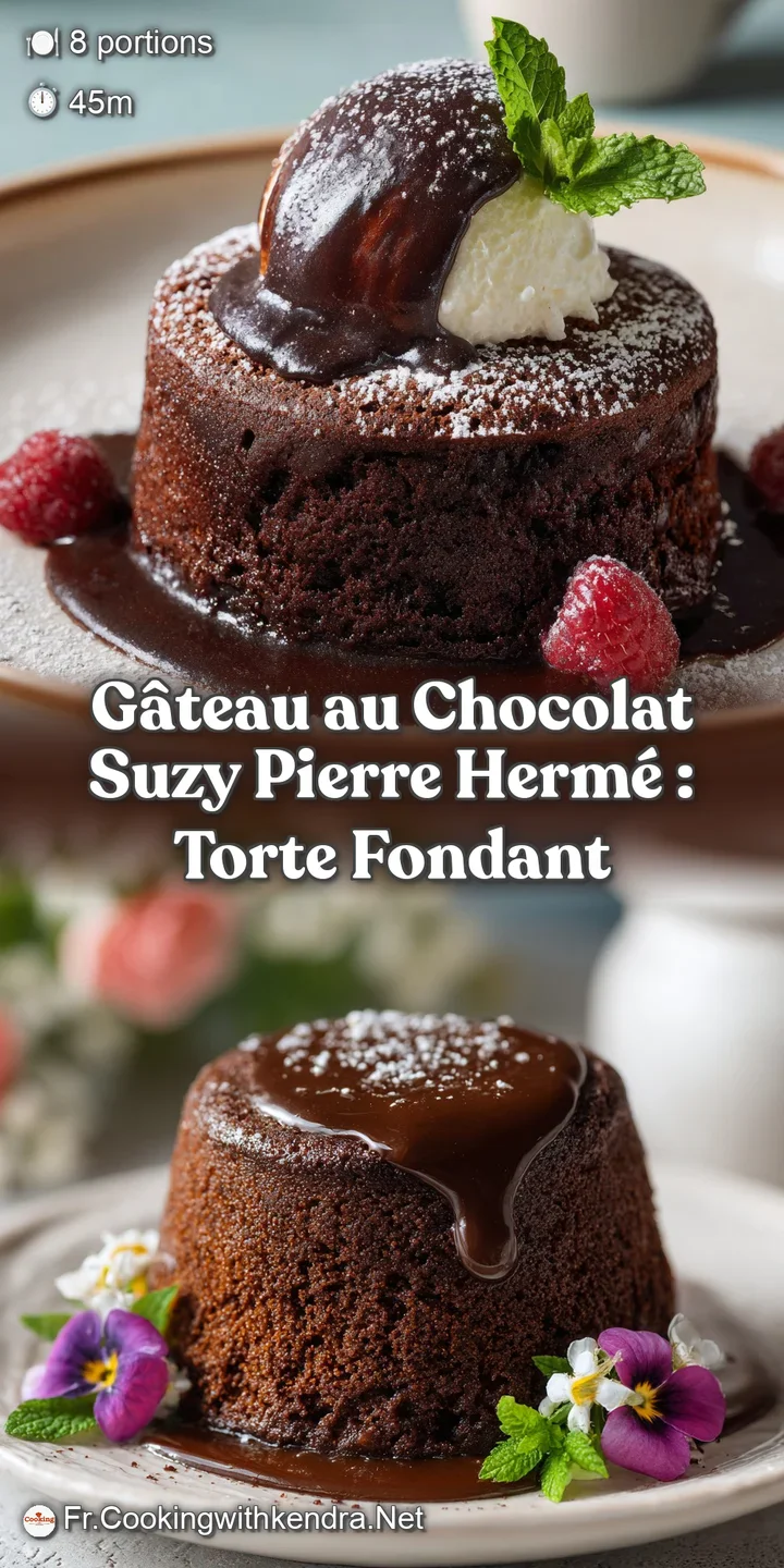 Close-up reveals a dense, fudgy chocolate cake interior. The deep, dark color hints at the intense chocolate flavor.