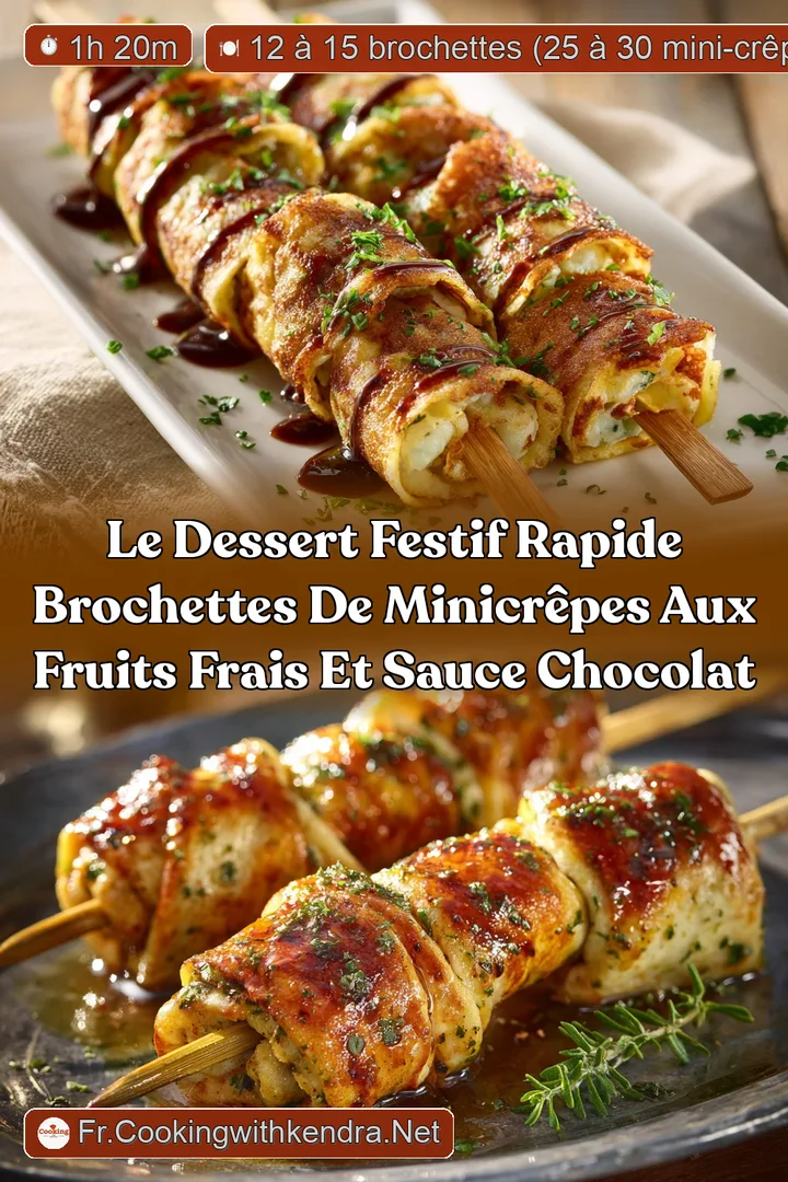 Le Dessert Festif Rapide Brochettes de minicr&ecirc;pes aux fruits frais et sauce chocolat