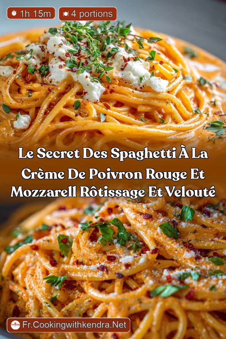 Le secret des Spaghetti &agrave; la cr&egrave;me de poivron rouge et mozzarell R&ocirc;tissage et Velout&eacute;