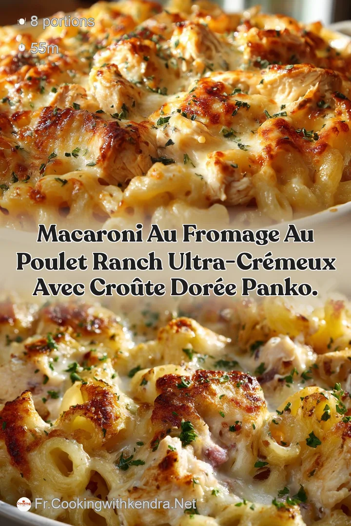 Macaroni au fromage au poulet Ranch ultra-cr&eacute;meux avec cro&ucirc;te dor&eacute;e Panko.