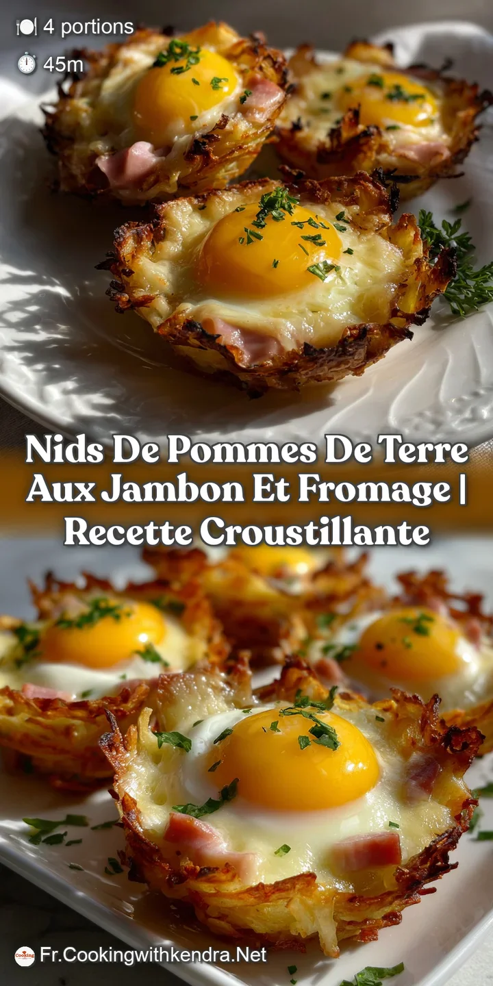 Close-up of a runny egg yolk spilling over a crispy potato nest, inviting textures and a delicious warm aroma.