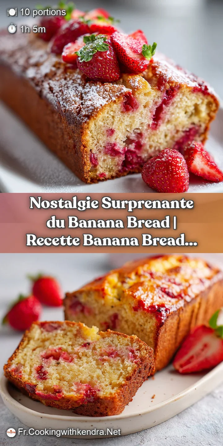Close-up of fluffy banana bread with a swirl of strawberry puree and a juicy berry on top.