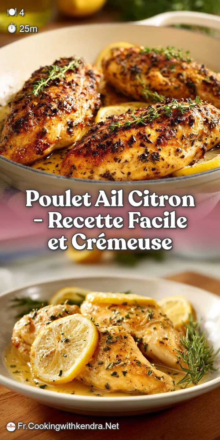 Close-up of succulent chicken breast with charred edges, bathed in a glossy, aromatic lemon-garlic glaze.