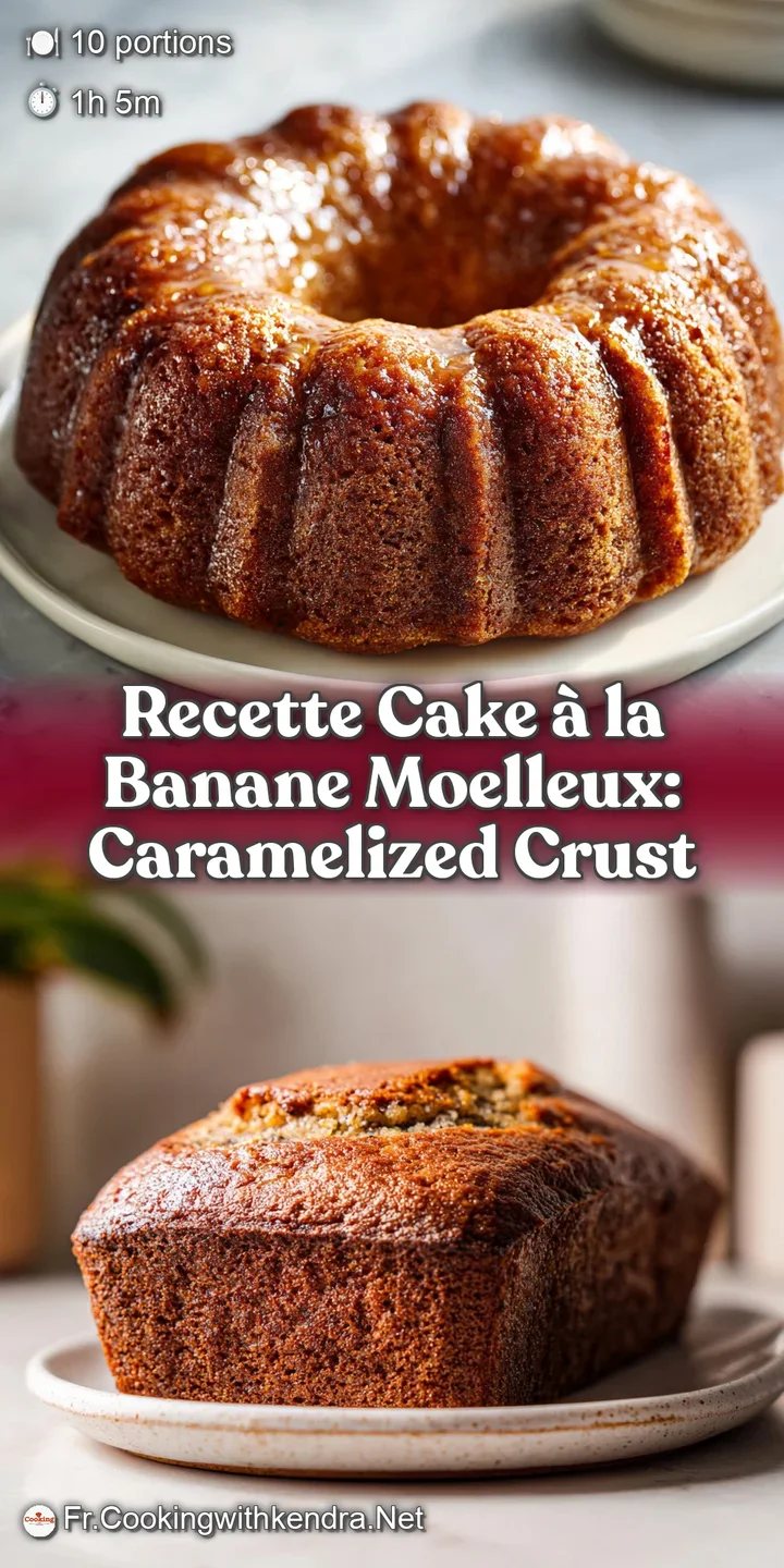 Close-up of golden-brown banana cake showing soft, moist interior with visible banana pieces. A tempting treat that's simp...