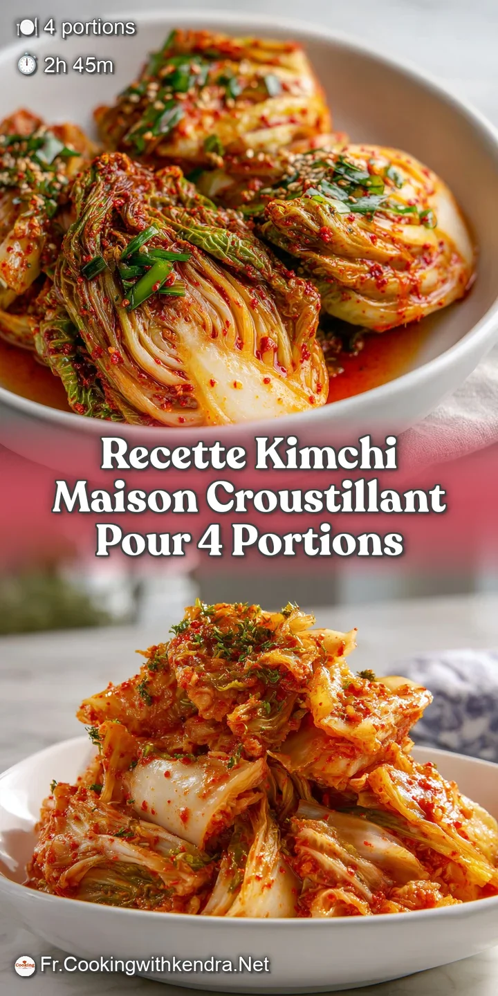 Close-up of homemade kimchi, highlighting the crunchy texture and fiery color of the fermented cabbage and spices.