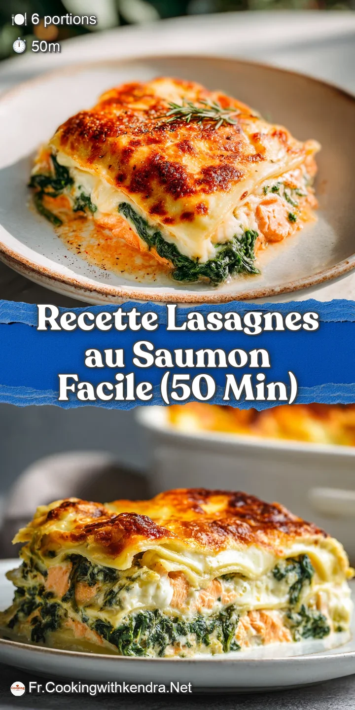 Close-up of creamy salmon lasagna with browned cheese and fresh dill, showcasing layers of pasta, fish, and vibrant colors.