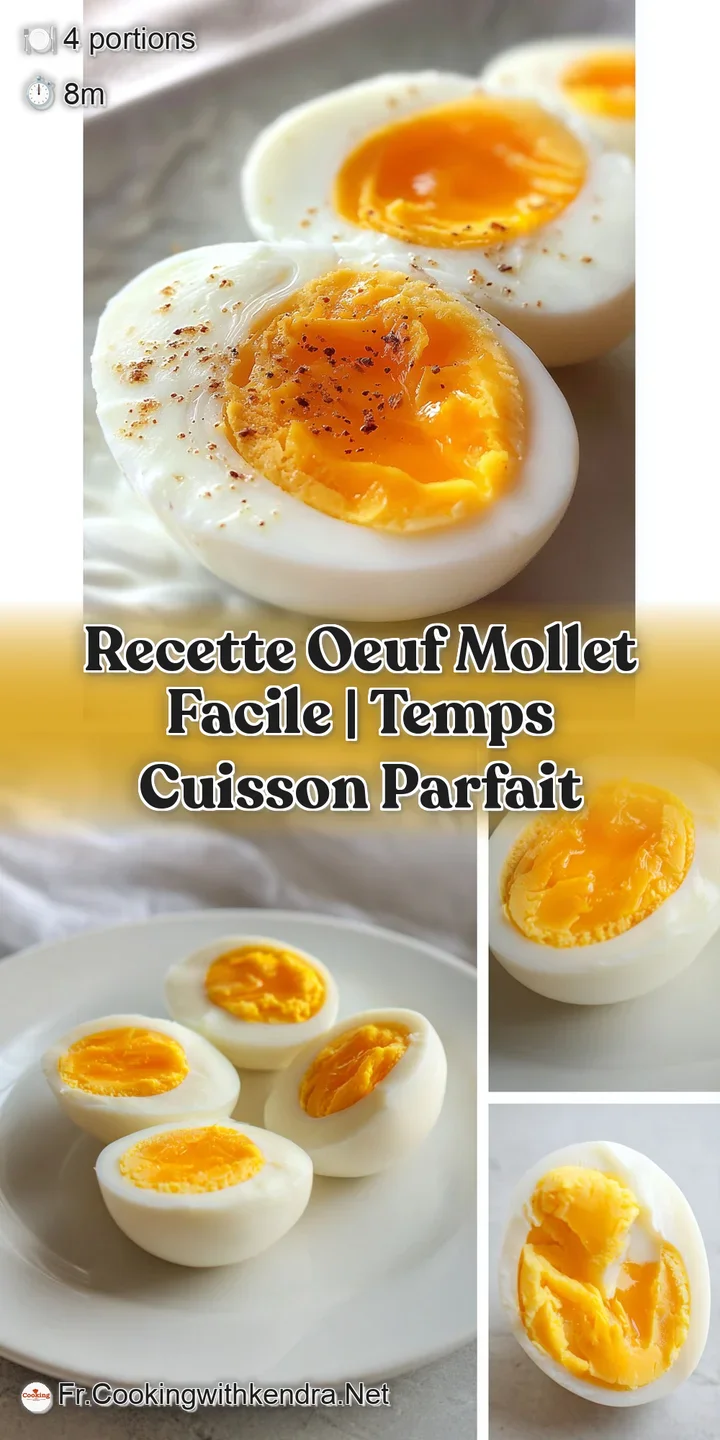 Close-up of an oeuf mollet, yolk oozing slightly. Creamy white contrasting with vivid yellow. Inviting & delicious looking.