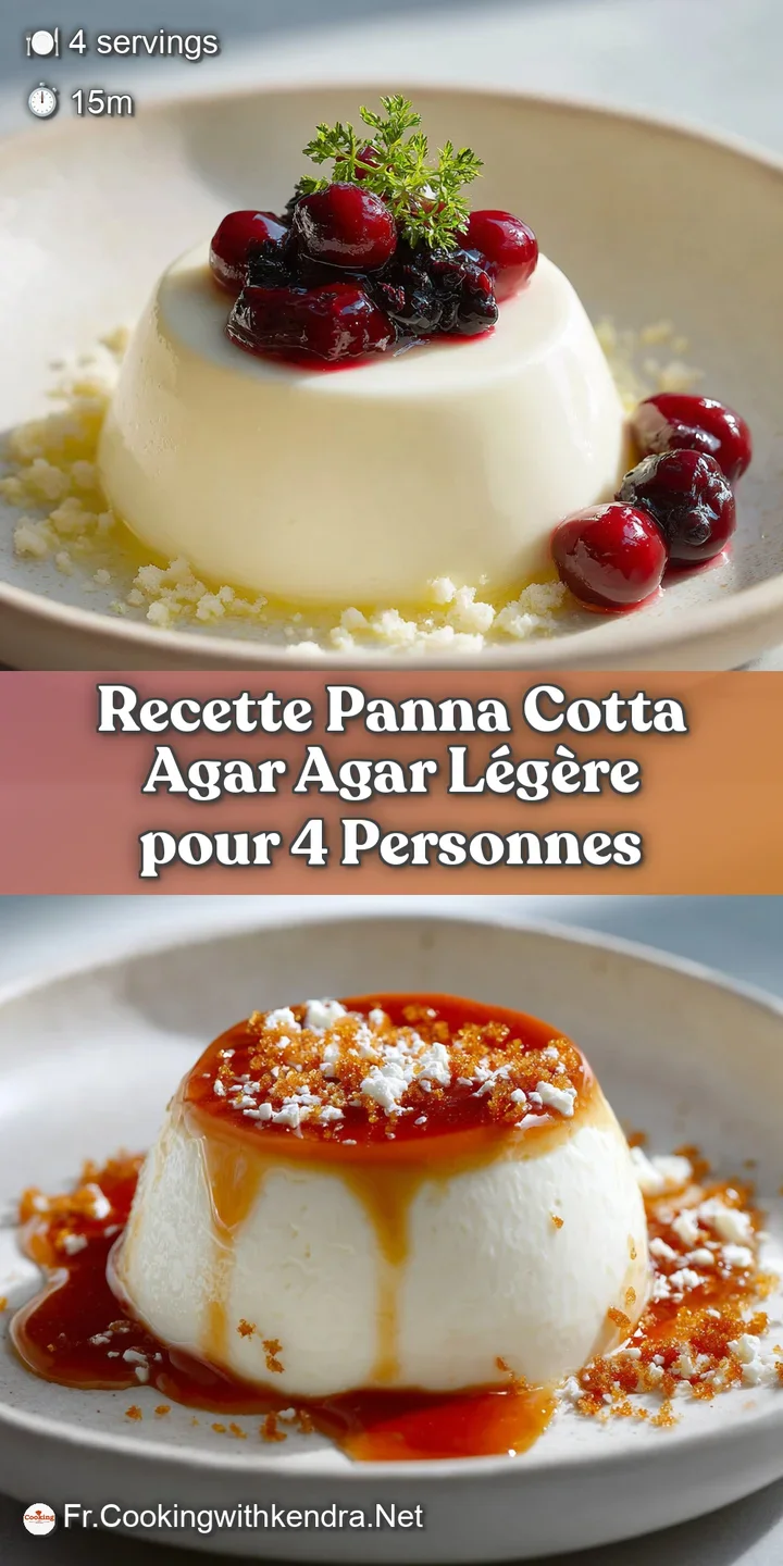 Close-up of wobbly panna cotta with a rich, glossy texture, topped with vibrant red berries and a dusting of cocoa.