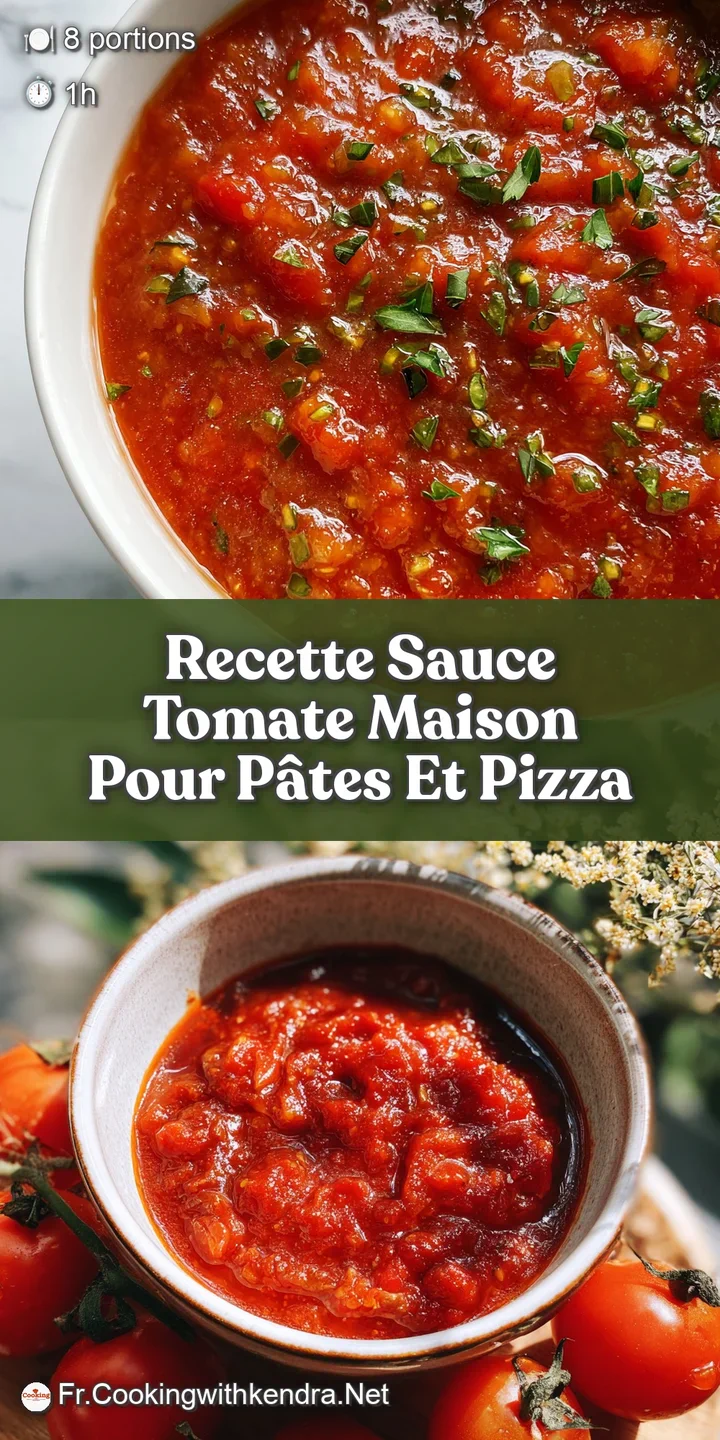 Close-up of rich, homemade tomato sauce. You can see the texture of the tomatoes and herbs. A vibrant and appetizing sauce.