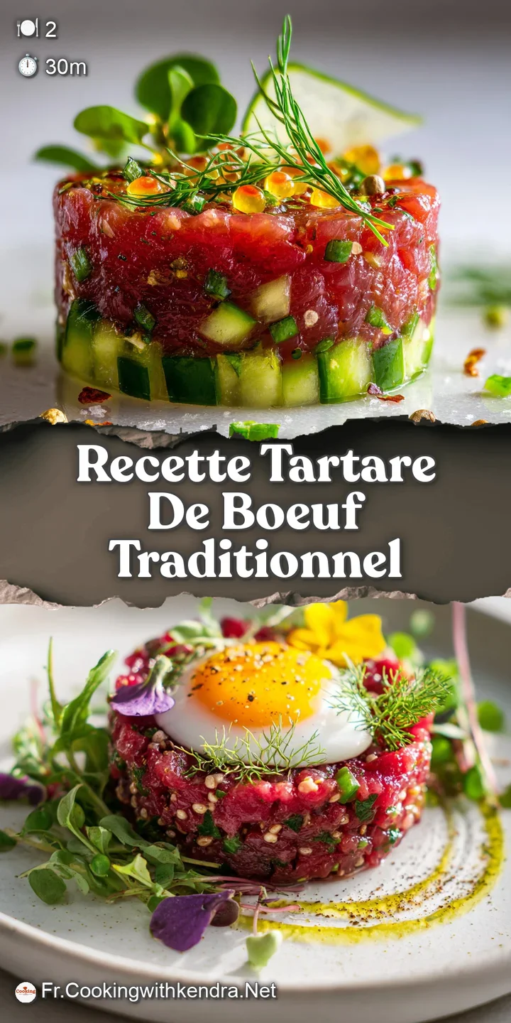 Close-up of vibrant, freshly prepared beef tartare, showing the rich texture and enticing mix of ingredients, ready to eat.