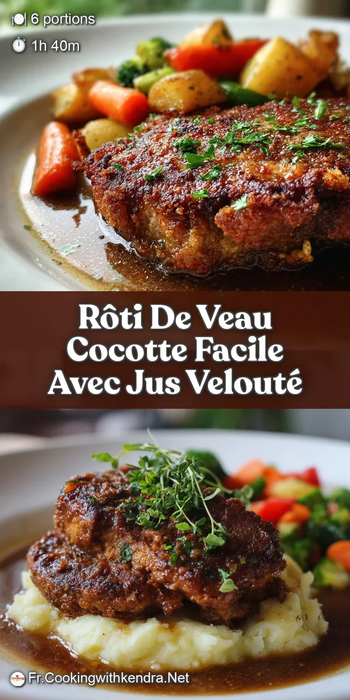 Juicy, browned veal with perfectly caramelized vegetables in a rich sauce. A comforting close-up of a classic French roast.