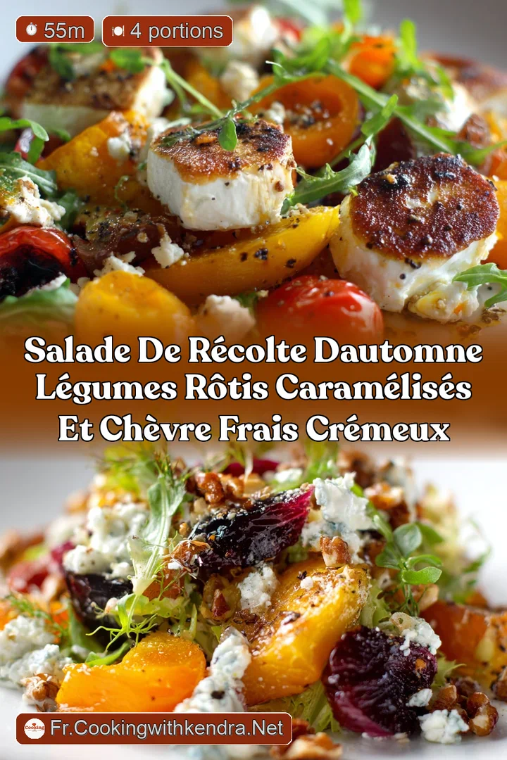 Salade de r&eacute;colte dautomne L&eacute;gumes r&ocirc;tis caram&eacute;lis&eacute;s et ch&egrave;vre frais cr&eacute;meux