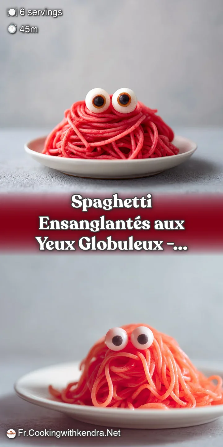 Close-up of glossy red spaghetti strands glistening with rich sauce, a single olive peering out.