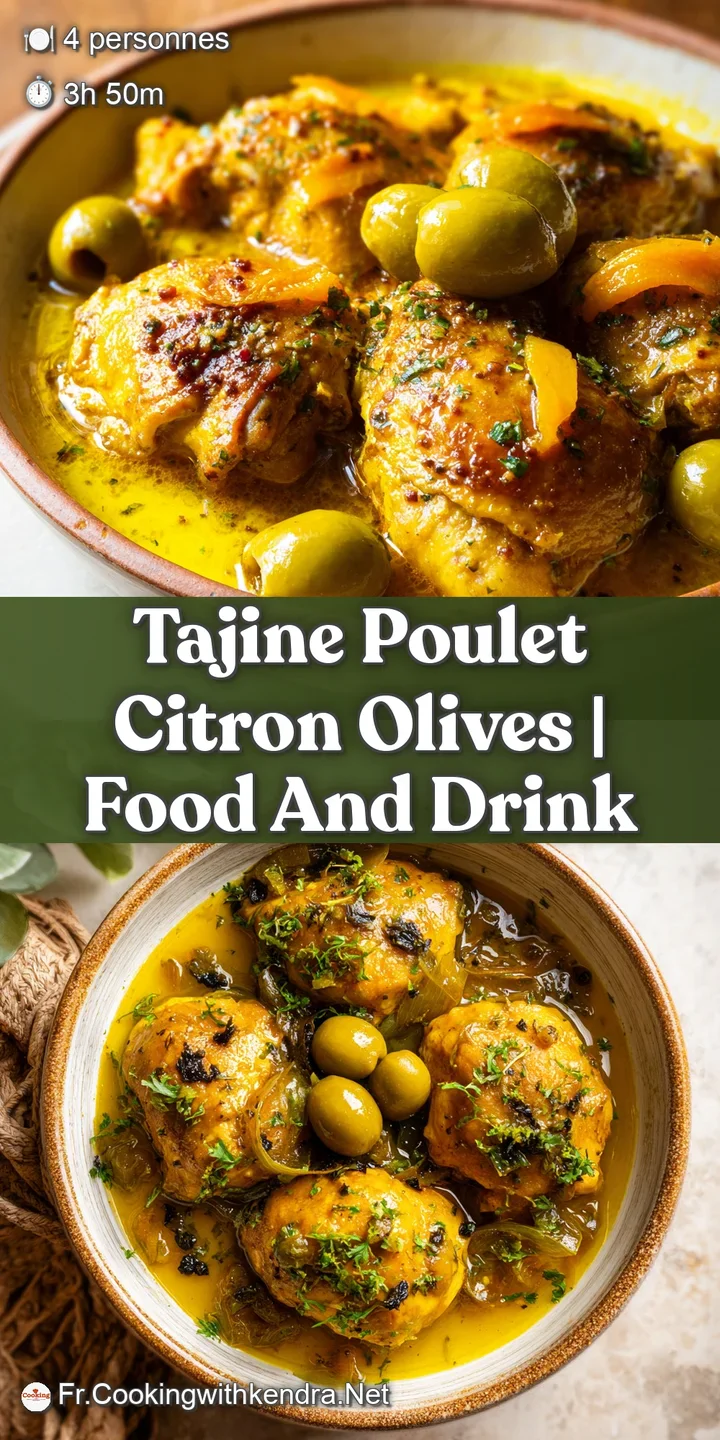 Gros plan sur une chair de poulet juteuse et brillante, entour&eacute;e d'olives vertes et de zestes de citron fondants.