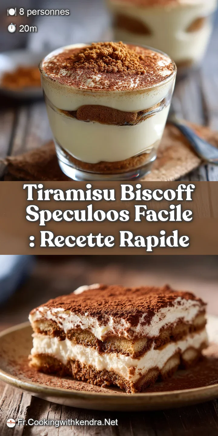 Close-up of rich tiramisu showcases the textures of crumbly Biscoff and smooth mascarpone, hinting at its sweet delight.