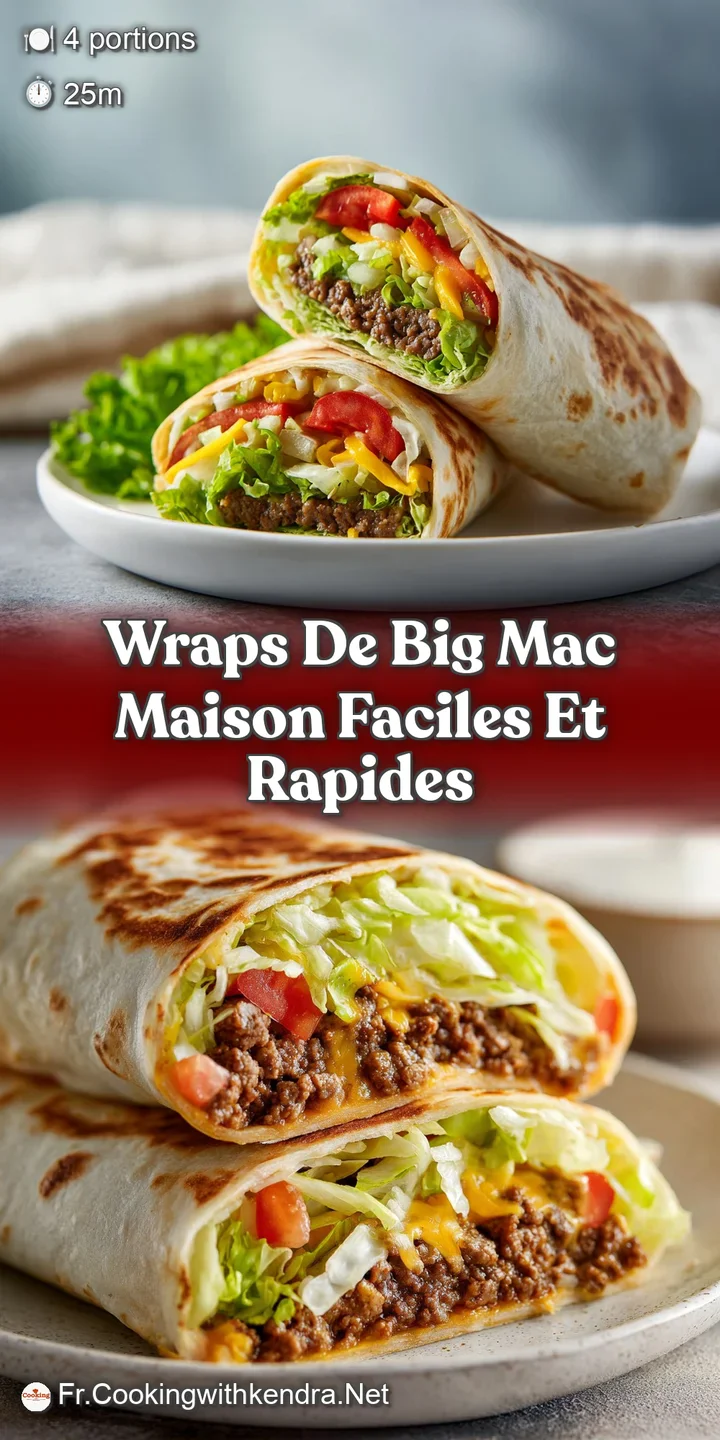 Close-up shot of a Big Mac wrap featuring juicy ground beef, melted cheese, and crisp lettuce, glistening with a rich, cre...
