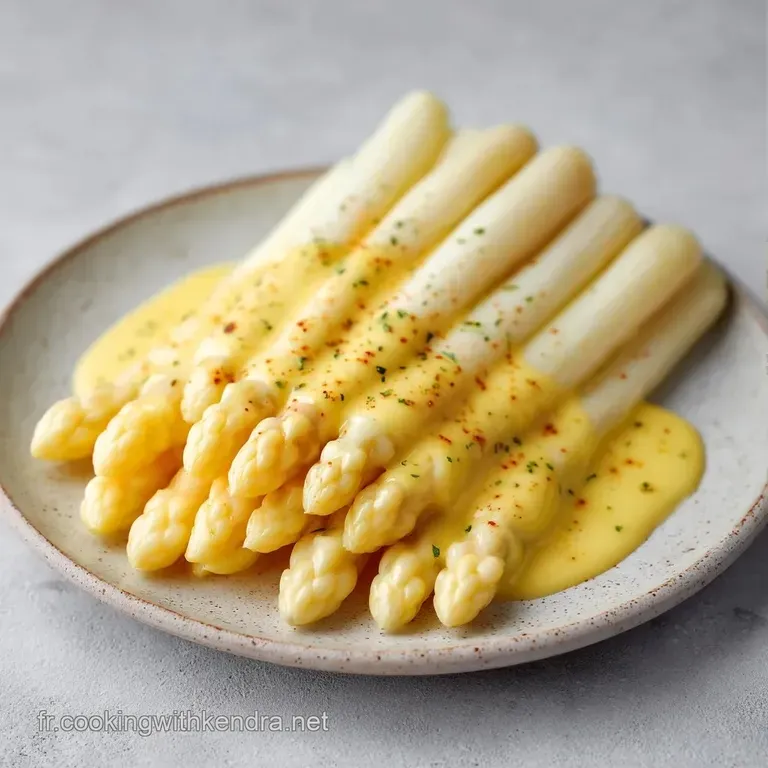 Alignement pr&eacute;cis de l&eacute;gumes verts croquants surmont&eacute;s d'un nappage cr&eacute;meux et brillant avec une touche de persil.