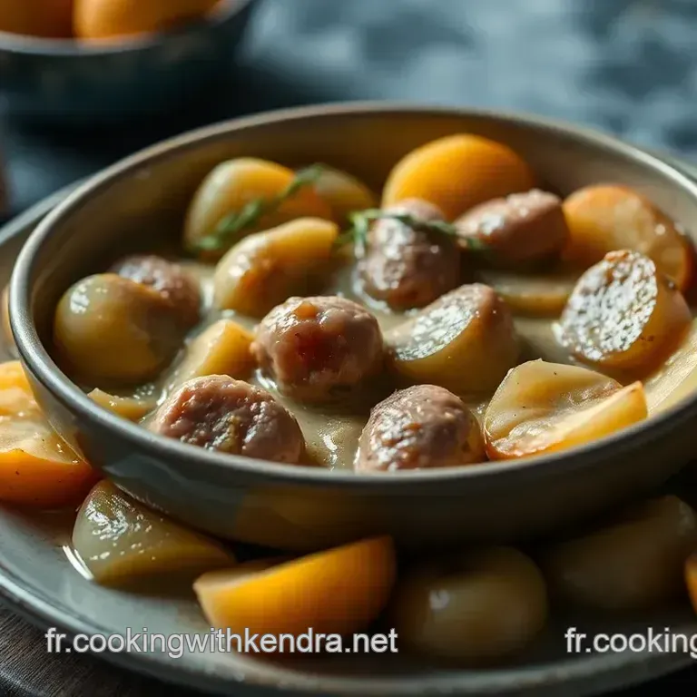 Boudin blanc aux pommes fondantes &agrave; la normande
