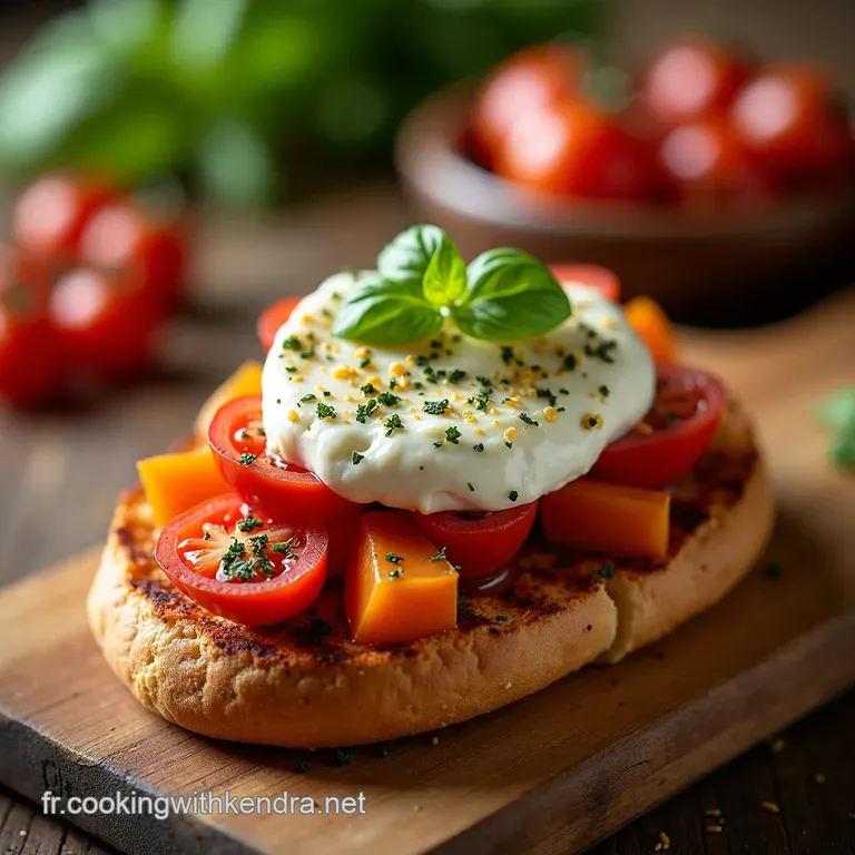 Bruschetta Burrata Un Air Ditalie Sur Pain Grill&eacute; presentation