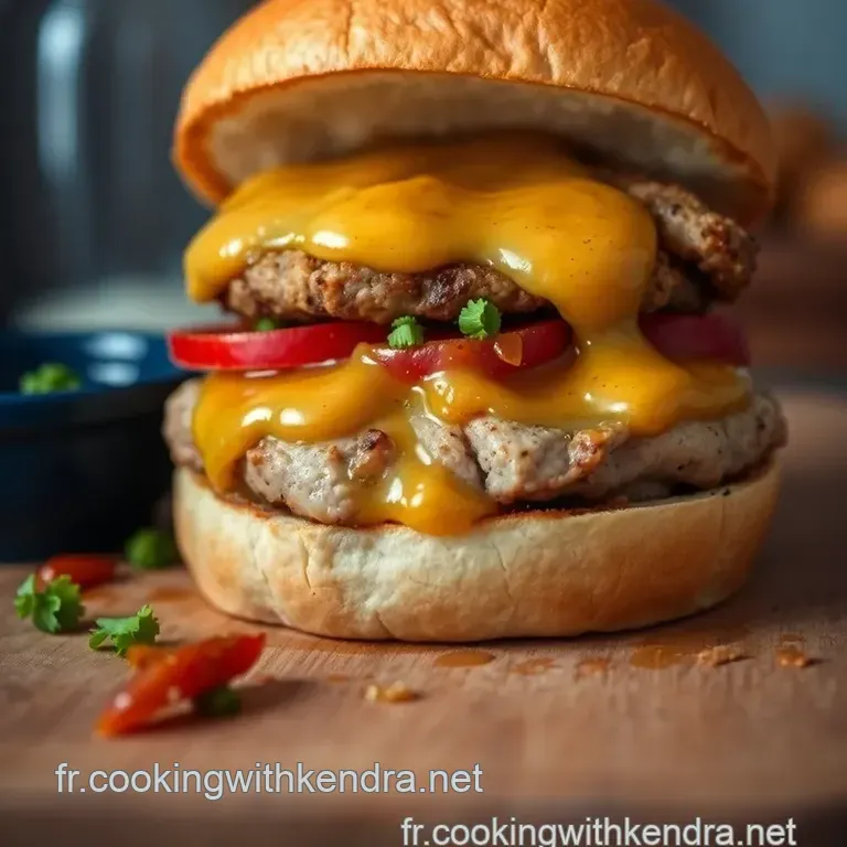 Burger De Poulet Gourmand Avec Sauce &Agrave; La Moutarde Et Au Miel presentation