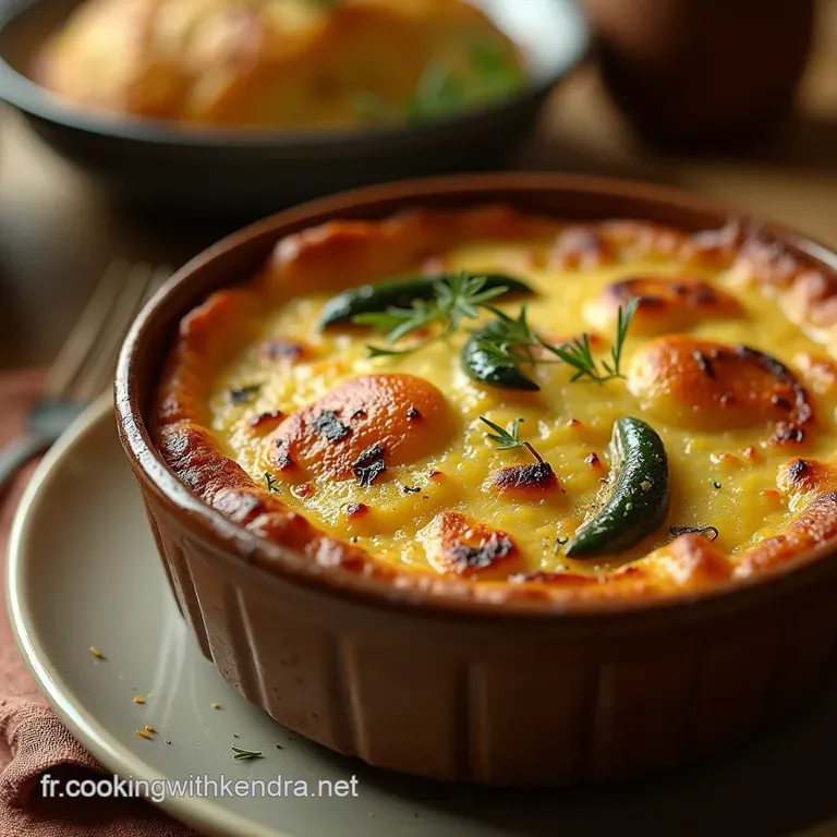 Le Clafoutis Rustique Aux Courgettes B&oelig;uf Fum&eacute; Et Piment Despelette presentation