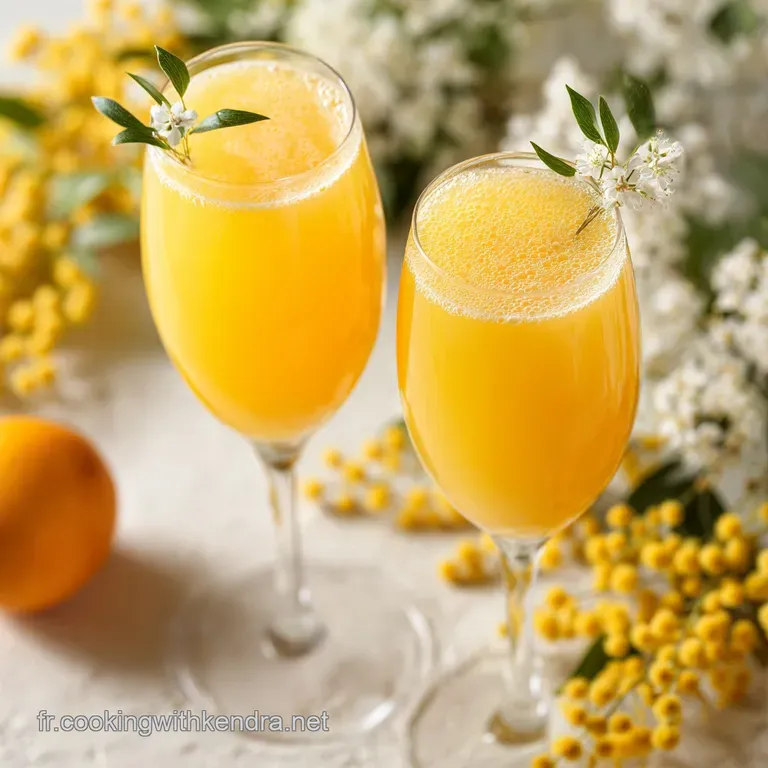 Elegant mimosa presentation: Sparkling orange cocktail in a flute, topped with a fresh raspberry. Light catches the bubbly...