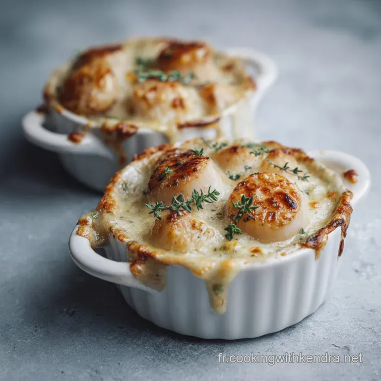 Coquille Saint-Jacques: Fondue de Poireaux et Gratin&eacute;e