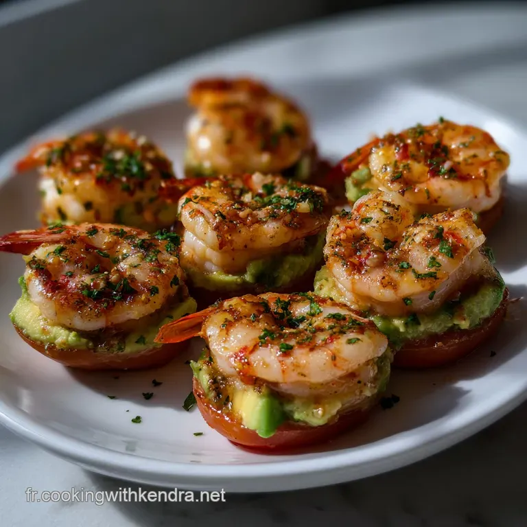 Elegant individual servings of chilled shrimp avocado cups, artfully garnished with microgreens, on a clean, bright white ...