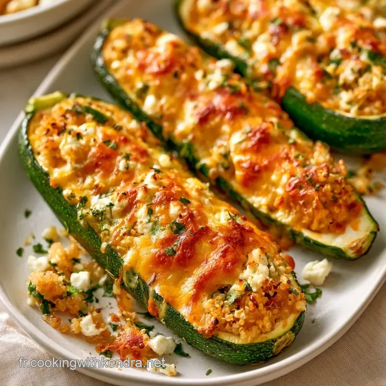 Courgettes tendres sur assiette blanche, surmont&eacute;es de feta &eacute;miett&eacute;e et de feuilles de persil frais et &eacute;clatant.