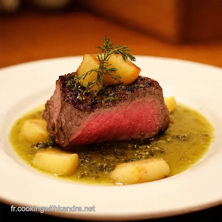 Filet De Boeuf Sauce Au Poivre Vert Et Pommes Anna presentation
