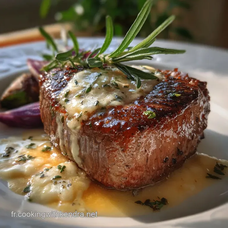 Perfectly seared filet mignon, melting Reblochon, with vibrant greens and a rich jus, a luxurious and elegant plate.