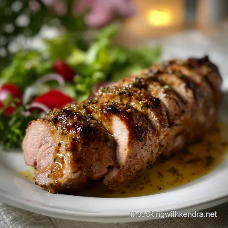 Tender pork medallions, seared to a rich golden-brown, rest atop creamy polenta, garnished with fresh herbs.