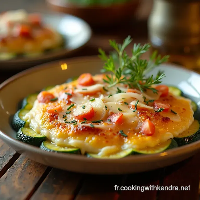 Flan Dor&eacute; De Courgettes Au C&oelig;ur De Saumon Fum&eacute; Et Croquant De Parmesan presentation