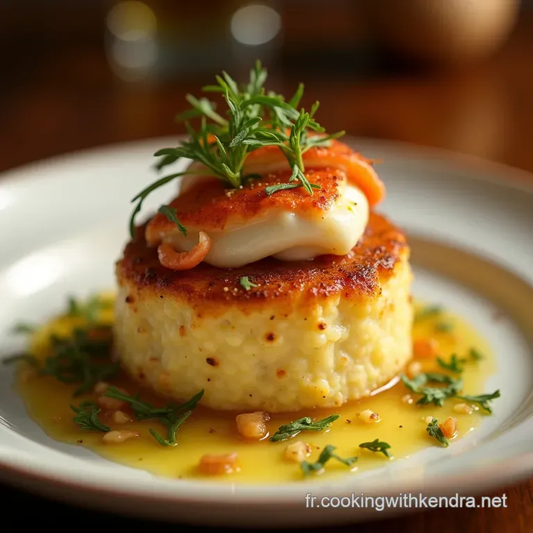 Flan De Crabe Sublim&eacute; Et Sa Sauce &Agrave; La Ciboulette Fra&icirc;che presentation