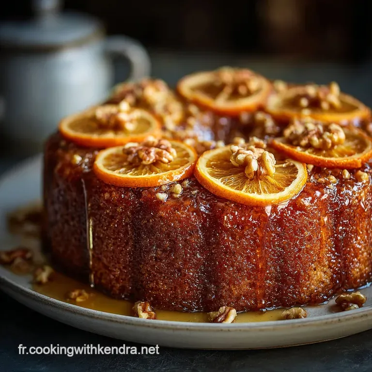 Le Moelleux Ensoleill&eacute; G&acirc;teau Aux Noix Zestes Dorange Et Sirop presentation