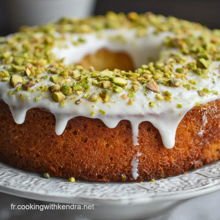 G&acirc;teau &Agrave; La Pistache La Recette Moelleuse Avec Gla&ccedil;age Cr&egrave;me Mascarpone presentation