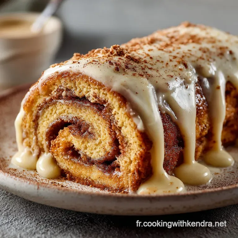 G&acirc;teau Roul&eacute; &Agrave; La Cannelle Et Gla&ccedil;age Vanille Le Secret Du Biscuit Souple presentation