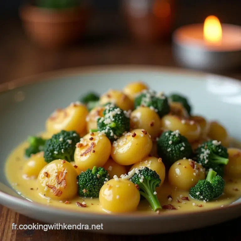 Gnocchis Du Jardin Dhiver Tendres Bouch&eacute;es Au Chou De Bruxelles Et Brocoli Napp&eacute;es De Cr&egrave;me Et Parmesan presentation
