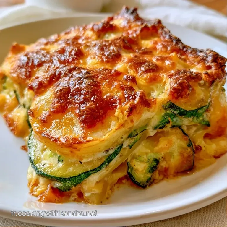 Une part carr&eacute;e d&eacute;pos&eacute;e sur une assiette blanche, avec du fromage fondant et une pinc&eacute;e de persil vert frais.