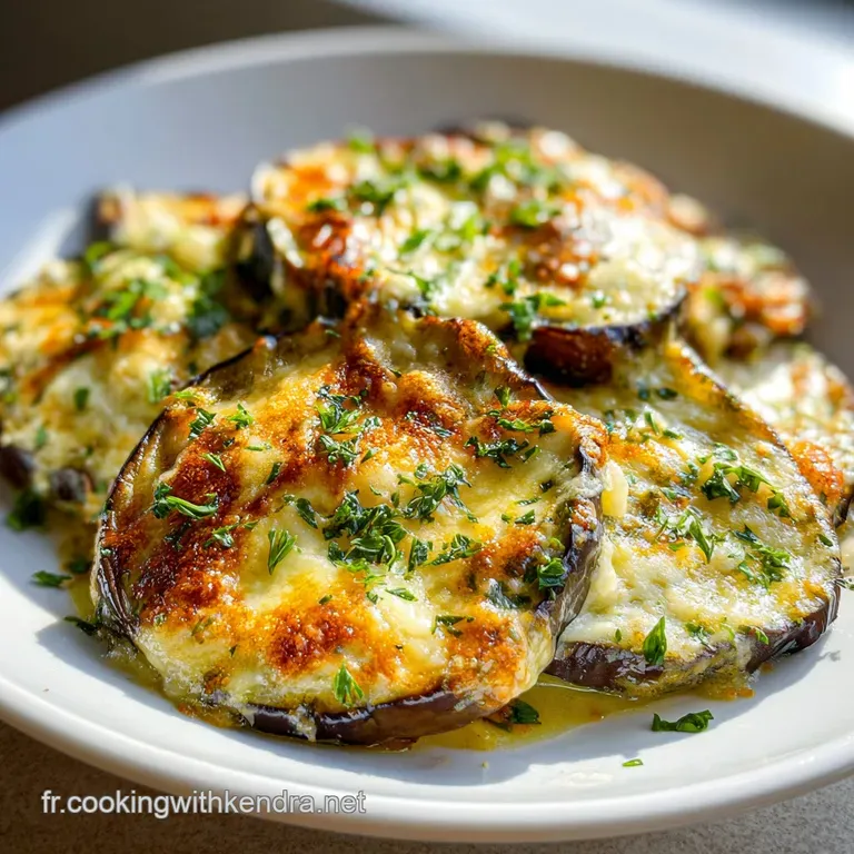 Elegant slice of eggplant gratin with melted cheese, showing layers of tender eggplant and rich tomato sauce.
