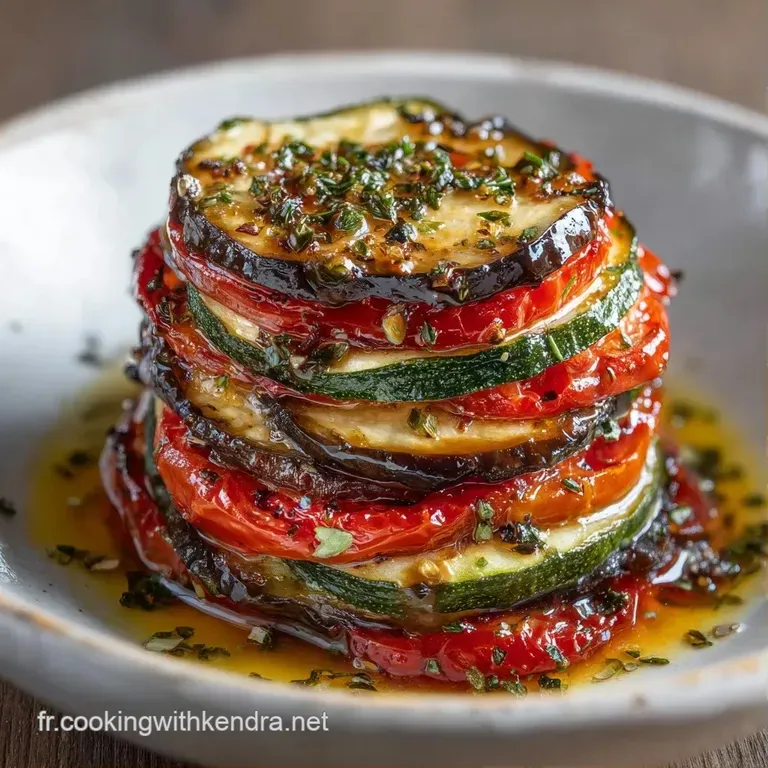 Part de gratin fondante sur assiette blanche, r&eacute;v&eacute;lant des couches de l&eacute;gumes tendres napp&eacute;s d'une sauce cr&eacute;meuse.