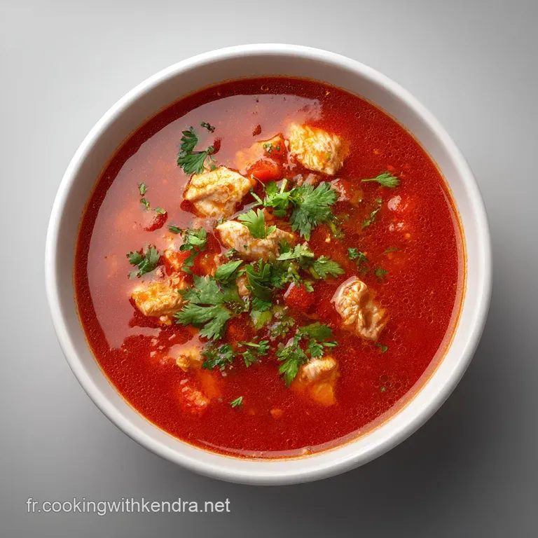 Bol en c&eacute;ramique rempli d'un bouillon onctueux orang&eacute;, agr&eacute;ment&eacute; d'un quartier de citron frais et d'un &eacute;clat de persil.