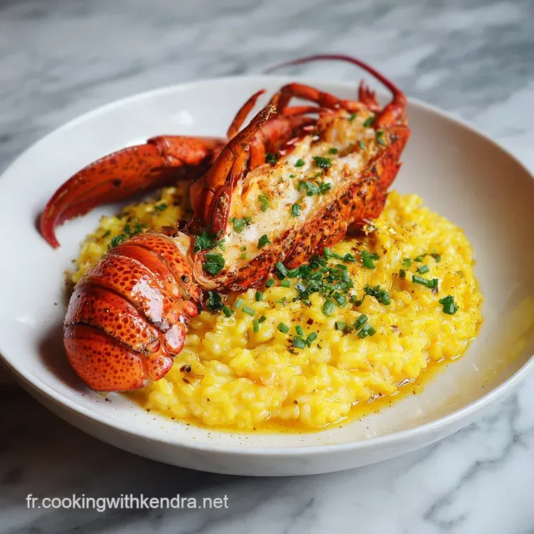 Elegant lobster dish plated with artistic flair. Shell shines, sauce glistens, herbs add pop. Culinary artistry at its fin...