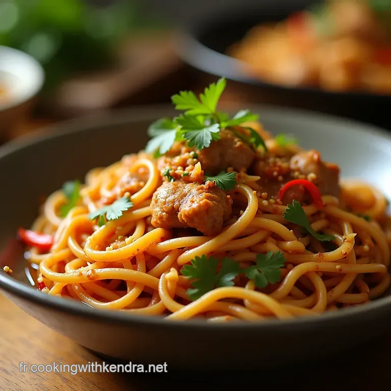 Lo Mein Au Poulet Et Lail Un D&eacute;lice Asiatique Fait Maison presentation