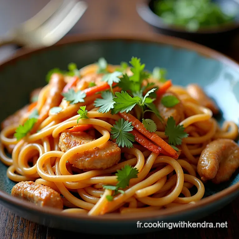 Lo Mein au Poulet et lAil Un d&eacute;lice asiatique fait maison